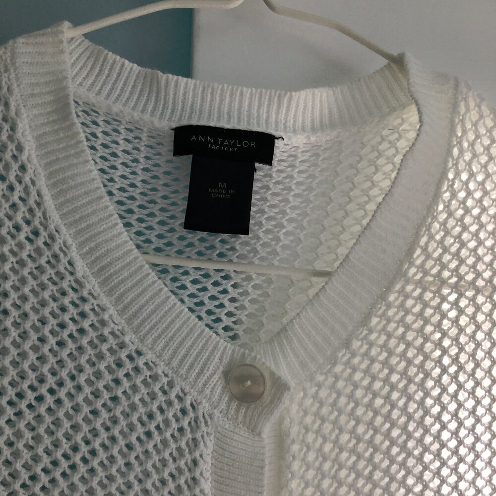 White Open-Knit Cardigan Long Sleeved